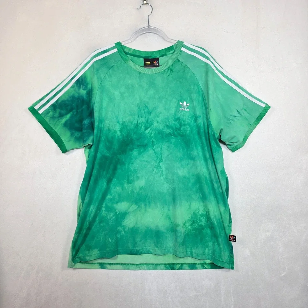 Adidas X Pharrell Williams Hu Holi T Shirt Men's XL Green Tie Dye Trefoil 2018